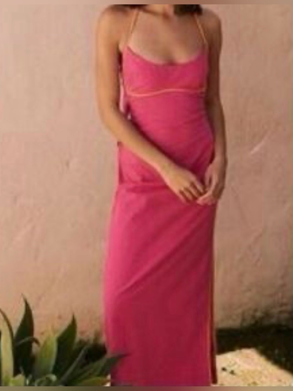 Free People Hot Pink Dress with Gold Accent Tag